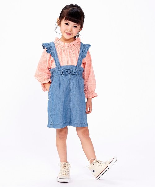 apres les cours（アプレレクール）の「2WAYジャンパースカート（スカート・キッズ・ベージュ/ブルー/ネイビー・80/90/100/110/120/130/140）」の6枚目の写真