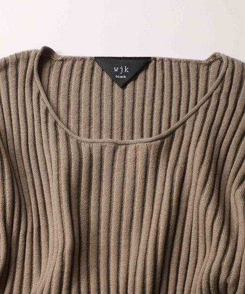 【wjk black】《WEB限定》ルーズフィット ワイド リブ ニット ロール クルーネック プルオーバー 【wjk black】《WEB限定》ルーズフィット ワイド リブ ニット ロール クルーネック プルオーバー
