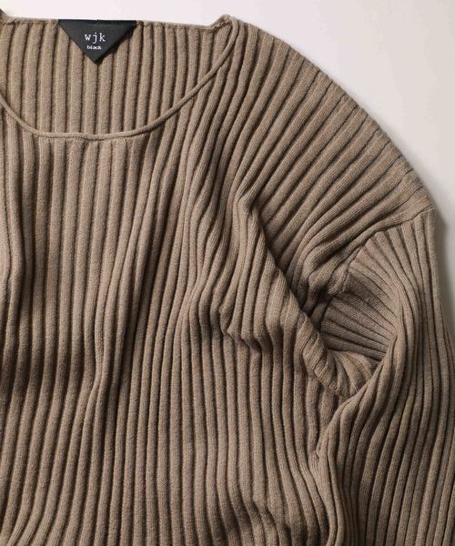 【wjk black】《WEB限定》ルーズフィット ワイド リブ ニット ロール クルーネック プルオーバー 【wjk black】《WEB限定》ルーズフィット ワイド リブ ニット ロール クルーネック プルオーバー