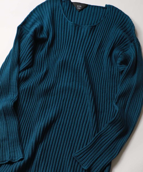 【wjk black】《WEB限定》ルーズフィット ワイド リブ ニット ロール クルーネック プルオーバー 【wjk black】《WEB限定》ルーズフィット ワイド リブ ニット ロール クルーネック プルオーバー