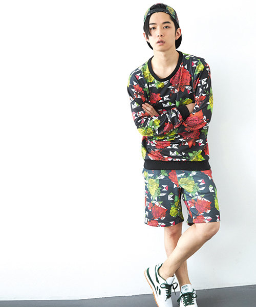 WEGO（ウィゴー）の「WEGO/ジオメトリックフラワーショーツ（その他パンツ・メンズ・ホワイト/ブラック・LARGE/MEDIUM）」の11枚目の写真