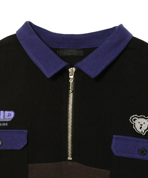 Candy Stripper（キャンディストリッパー）の「BICOLOR HALF ZIP ワンピース（ワンピース・レディース・ブラック/ベージュ/パープル・2）」の5枚目の写真