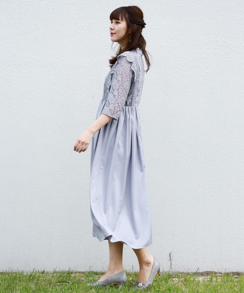 MARLENE JOBERT（マルレーヌ　ジョベル）の「レース重ドレスワンピース（ドレス・レディース・チャコールグレー/ネイビー/ブラック/ワイン/ブルーグレー・L/LL/M）」の10枚目の写真