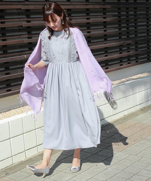 MARLENE JOBERT（マルレーヌ　ジョベル）の「レース重ドレスワンピース（ドレス・レディース・チャコールグレー/ネイビー/ブラック/ワイン/ブルーグレー・L/LL/M）」の12枚目の写真