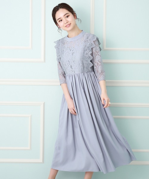 MARLENE JOBERT（マルレーヌ　ジョベル）の「レース重ドレスワンピース（ドレス・レディース・チャコールグレー/ネイビー/ブラック/ワイン/ブルーグレー・L/LL/M）」の22枚目の写真
