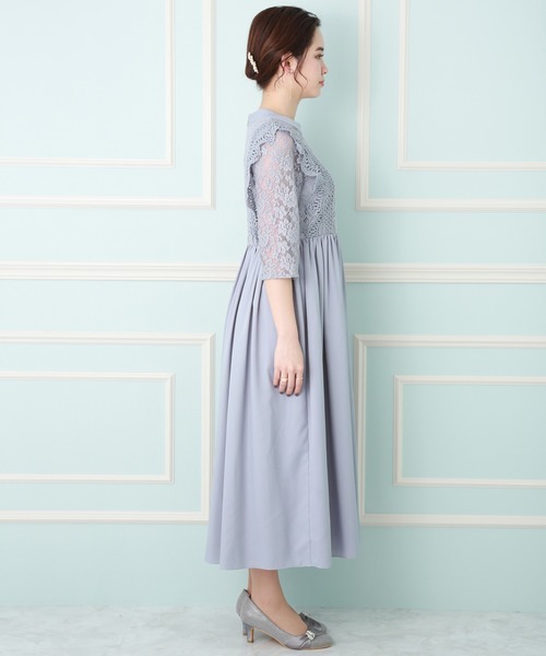 MARLENE JOBERT（マルレーヌ　ジョベル）の「レース重ドレスワンピース（ドレス・レディース・チャコールグレー/ネイビー/ブラック/ワイン/ブルーグレー・L/LL/M）」の19枚目の写真