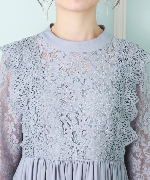 MARLENE JOBERT（マルレーヌ　ジョベル）の「レース重ドレスワンピース（ドレス・レディース・チャコールグレー/ネイビー/ブラック/ワイン/ブルーグレー・L/LL/M）」の18枚目の写真