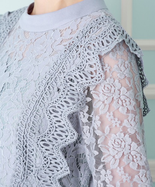 MARLENE JOBERT（マルレーヌ　ジョベル）の「レース重ドレスワンピース（ドレス・レディース・チャコールグレー/ネイビー/ブラック/ワイン/ブルーグレー・L/LL/M）」の16枚目の写真