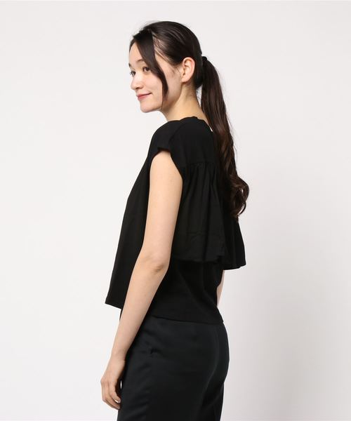 KOBE LETTUCE（コウベレタス）の「バックギャザーフレアデザインカットソーバックシャントップス（Tシャツ/カットソー・レディース・ブラック/パープル/グリーン/グレイッシュベージュ・FREE）」の6枚目の写真