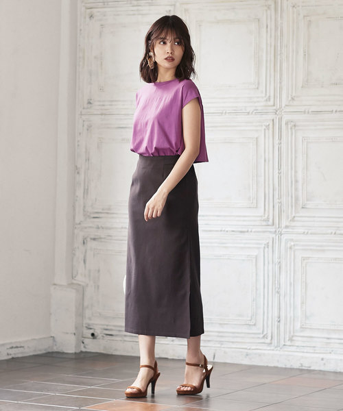 KOBE LETTUCE（コウベレタス）の「バックギャザーフレアデザインカットソーバックシャントップス（Tシャツ/カットソー・レディース・ブラック/パープル/グリーン/グレイッシュベージュ・FREE）」の12枚目の写真