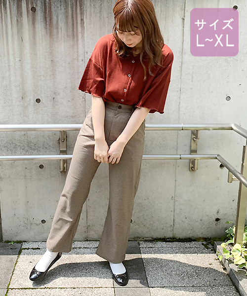 apres jour（アプレジュール）の「【大きいサイズ】スナップボタンワッフルTシャツ【ZOZOTOWN限定アイテム】（Tシャツ/カットソー・レディース・モカ/ラベンダー/オレンジ系その他・X-LARGE）」の8枚目の写真