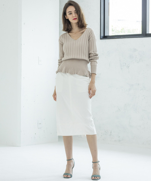 Emma Taylor（エマテイラー）の「デニムタイトスカート（ひざ下丈）（スカート・レディース・ネイビー/オフホワイト・38/36）」の6枚目の写真