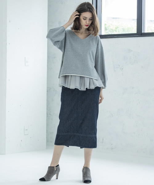 Emma Taylor（エマテイラー）の「デニムタイトスカート（ひざ下丈）（スカート・レディース・ネイビー/オフホワイト・38/36）」の12枚目の写真