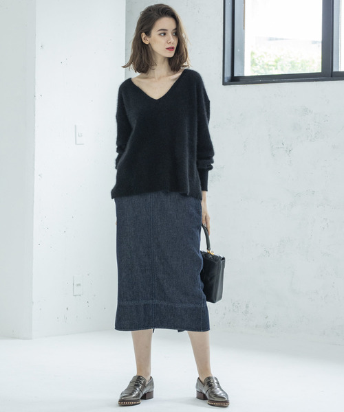 Emma Taylor（エマテイラー）の「デニムタイトスカート（ひざ下丈）（スカート・レディース・ネイビー/オフホワイト・38/36）」の13枚目の写真