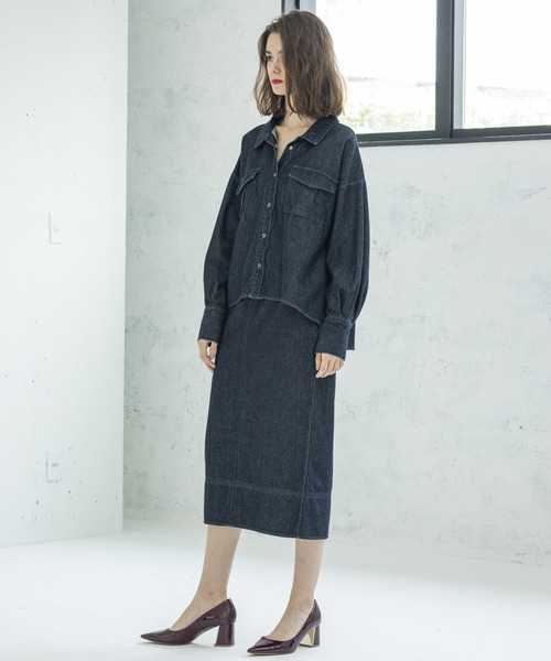 Emma Taylor（エマテイラー）の「デニムタイトスカート（ひざ下丈）（スカート・レディース・ネイビー/オフホワイト・38/36）」の17枚目の写真