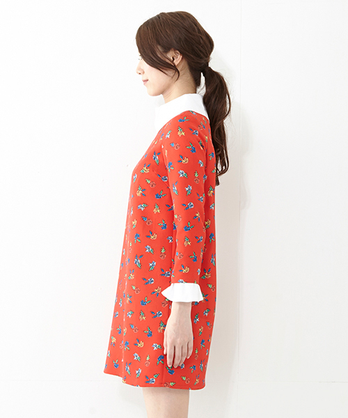 Ray BEAMS（レイビームス）の「Ray BEAMS / フラワープリント クルーネック ワンピース（ワンピース・レディース・レッド/ブラック・0/1）」の11枚目の写真