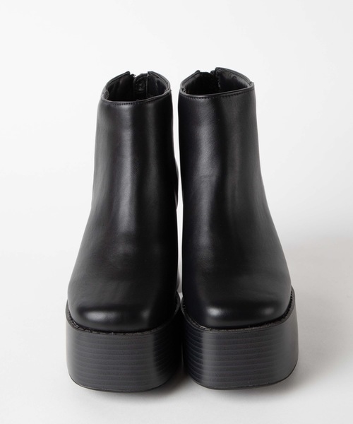 WEGO（ウィゴー）の「WEGO/リングジップヒールスクエアトゥブーツ（ブーツ・レディース・その他1/ブラック・MEDIUM/LARGE）」の4枚目の写真