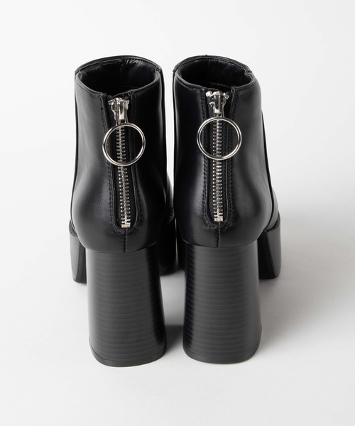 WEGO（ウィゴー）の「WEGO/リングジップヒールスクエアトゥブーツ（ブーツ・レディース・その他1/ブラック・MEDIUM/LARGE）」の9枚目の写真