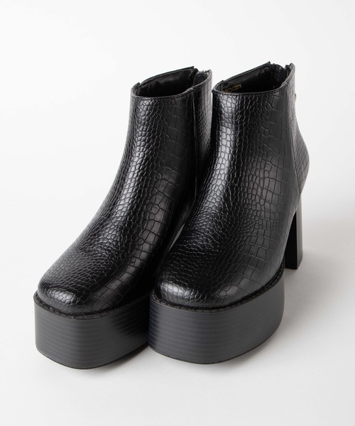 WEGO（ウィゴー）の「WEGO/リングジップヒールスクエアトゥブーツ（ブーツ・レディース・その他1/ブラック・MEDIUM/LARGE）」の5枚目の写真