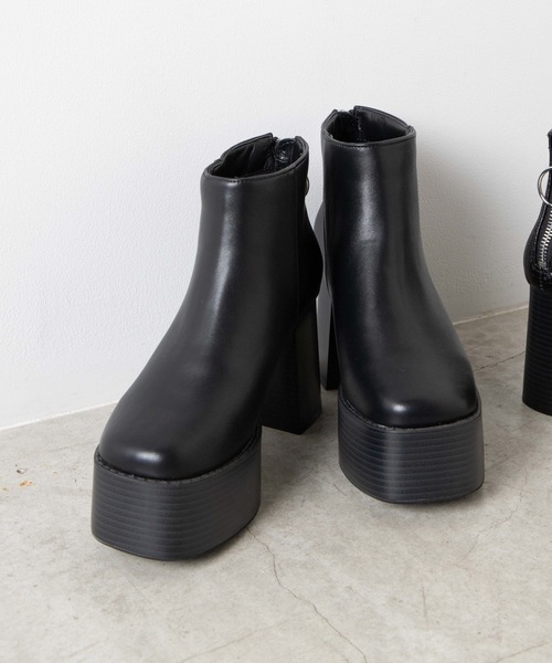 WEGO（ウィゴー）の「WEGO/リングジップヒールスクエアトゥブーツ（ブーツ・レディース・その他1/ブラック・MEDIUM/LARGE）」の11枚目の写真