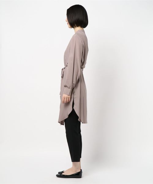 KOBE LETTUCE(コウベレタス)の「リボン付きチュニック丈シアートップス シャツワンピース(ワンピース・レディース・オフホワイト/ライトカーキ/ベージュ系その他・FREE)」の4枚目の写真