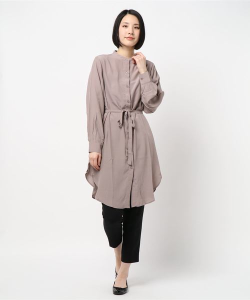 KOBE LETTUCE(コウベレタス)の「リボン付きチュニック丈シアートップス シャツワンピース(ワンピース・レディース・オフホワイト/ライトカーキ/ベージュ系その他・FREE)」の6枚目の写真