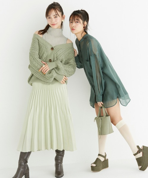 one after another NICE CLAUP（ワンアフターアナザーナイスクラップ）の「シアーシャツブラウス（シャツ/ブラウス・レディース・オフホワイト/ベージュ/グリーン/ミント・FREE）」の5枚目の写真