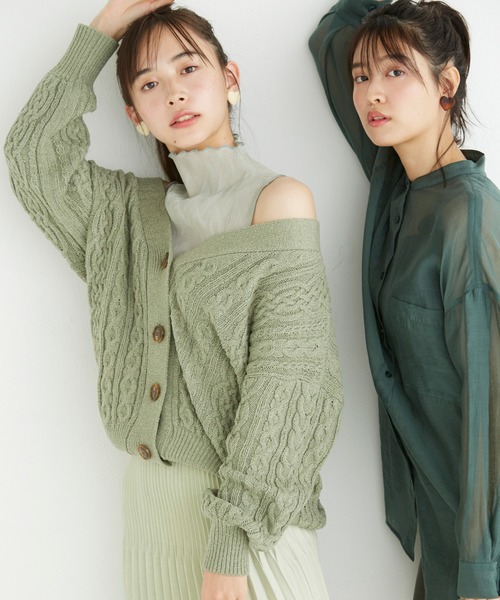 one after another NICE CLAUP（ワンアフターアナザーナイスクラップ）の「シアーシャツブラウス（シャツ/ブラウス・レディース・オフホワイト/ベージュ/グリーン/ミント・FREE）」の9枚目の写真