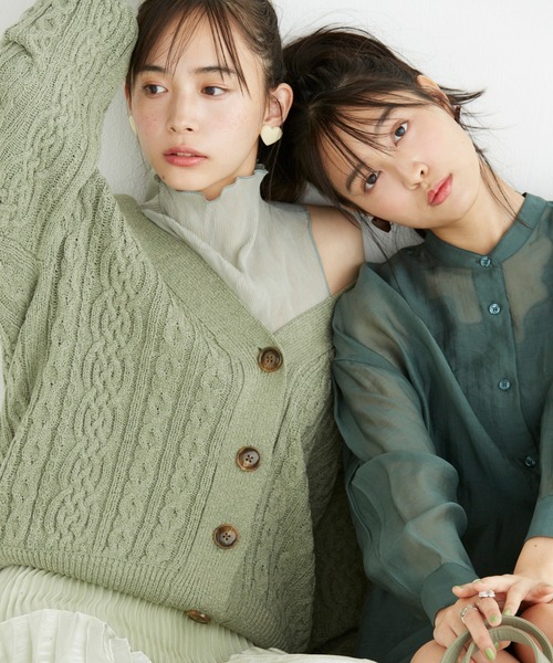 one after another NICE CLAUP（ワンアフターアナザーナイスクラップ）の「シアーシャツブラウス（シャツ/ブラウス・レディース・オフホワイト/ベージュ/グリーン/ミント・FREE）」の21枚目の写真