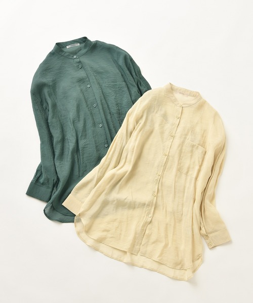 one after another NICE CLAUP（ワンアフターアナザーナイスクラップ）の「シアーシャツブラウス（シャツ/ブラウス・レディース・オフホワイト/ベージュ/グリーン/ミント・FREE）」の7枚目の写真