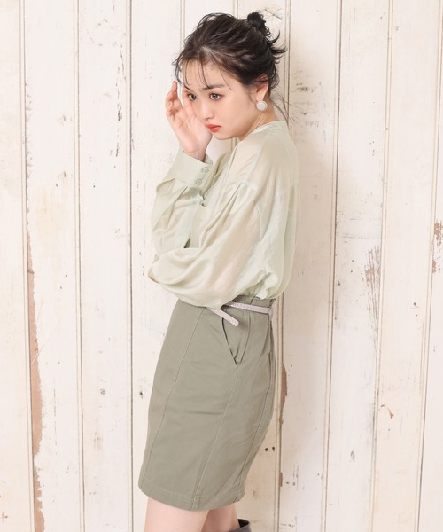 one after another NICE CLAUP（ワンアフターアナザーナイスクラップ）の「シアーシャツブラウス（シャツ/ブラウス・レディース・オフホワイト/ベージュ/グリーン/ミント・FREE）」の18枚目の写真