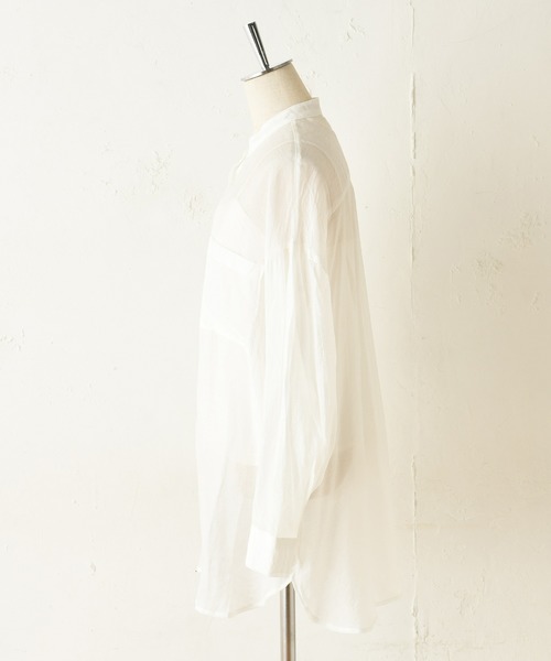 one after another NICE CLAUP（ワンアフターアナザーナイスクラップ）の「シアーシャツブラウス（シャツ/ブラウス・レディース・オフホワイト/ベージュ/グリーン/ミント・FREE）」の8枚目の写真