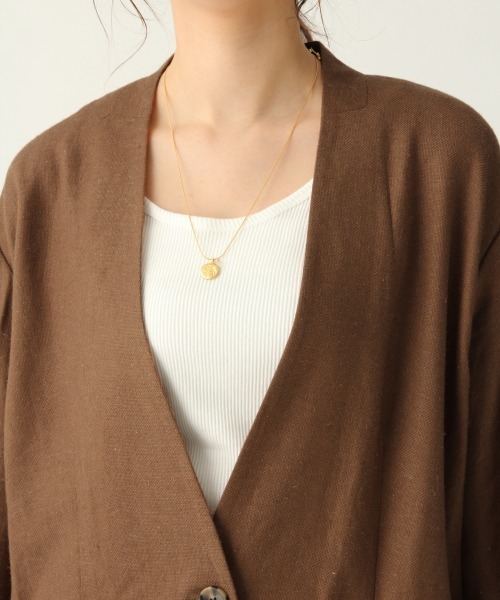 A part by（アパートバイ）の「RyLiザックリアサジャケット　910234（ノーカラージャケット・レディース・ブラウン/ピンク/キナリ・FREE）」の6枚目の写真