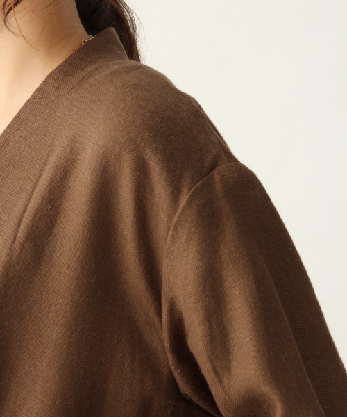 A part by（アパートバイ）の「RyLiザックリアサジャケット　910234（ノーカラージャケット・レディース・ブラウン/ピンク/キナリ・FREE）」の8枚目の写真