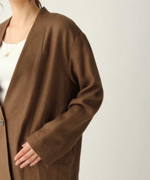 A part by（アパートバイ）の「RyLiザックリアサジャケット　910234（ノーカラージャケット・レディース・ブラウン/ピンク/キナリ・FREE）」の13枚目の写真