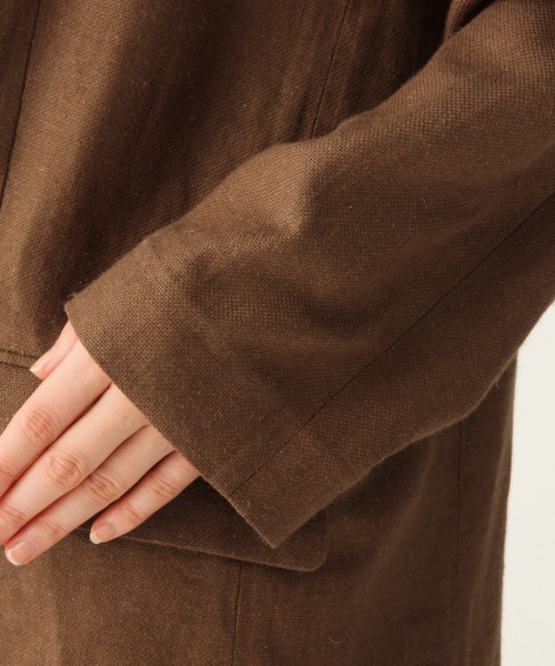 A part by（アパートバイ）の「RyLiザックリアサジャケット　910234（ノーカラージャケット・レディース・ブラウン/ピンク/キナリ・FREE）」の16枚目の写真