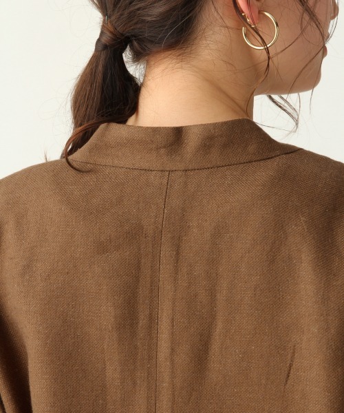 A part by（アパートバイ）の「RyLiザックリアサジャケット　910234（ノーカラージャケット・レディース・ブラウン/ピンク/キナリ・FREE）」の7枚目の写真