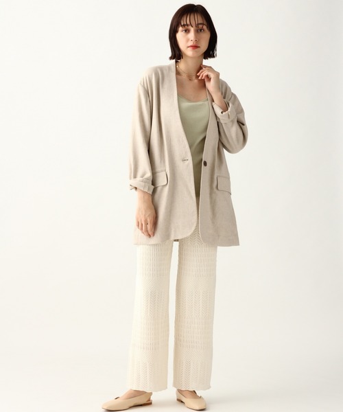 A part by（アパートバイ）の「RyLiザックリアサジャケット　910234（ノーカラージャケット・レディース・ブラウン/ピンク/キナリ・FREE）」の12枚目の写真