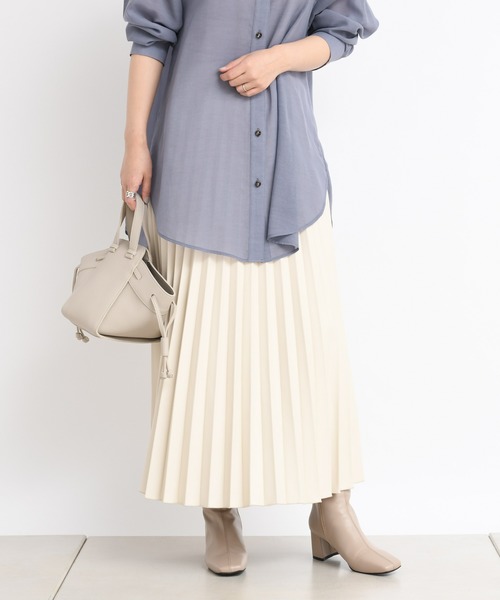 DouDou（ドゥドゥ）の「フェイクレザープリーツスカート（スカート・レディース・ホワイト/イエロー・38/36）」の13枚目の写真