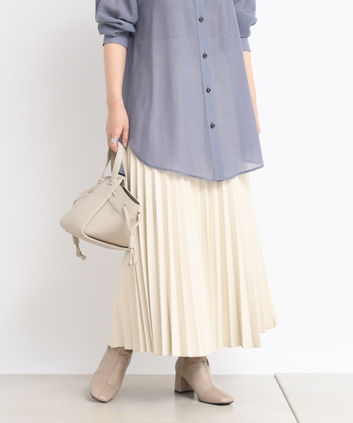 DouDou（ドゥドゥ）の「フェイクレザープリーツスカート（スカート・レディース・ホワイト/イエロー・38/36）」の14枚目の写真