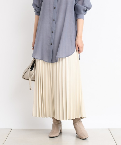 DouDou（ドゥドゥ）の「フェイクレザープリーツスカート（スカート・レディース・ホワイト/イエロー・38/36）」の15枚目の写真