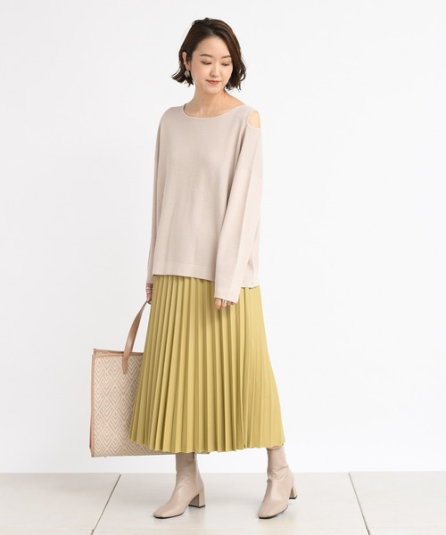 DouDou（ドゥドゥ）の「フェイクレザープリーツスカート（スカート・レディース・ホワイト/イエロー・38/36）」の19枚目の写真