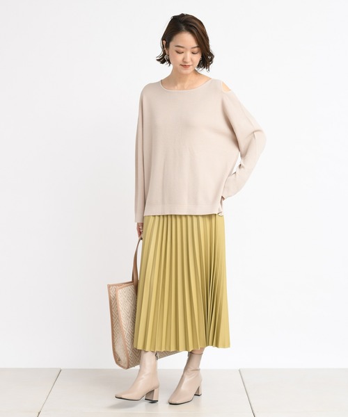 DouDou（ドゥドゥ）の「フェイクレザープリーツスカート（スカート・レディース・ホワイト/イエロー・38/36）」の20枚目の写真