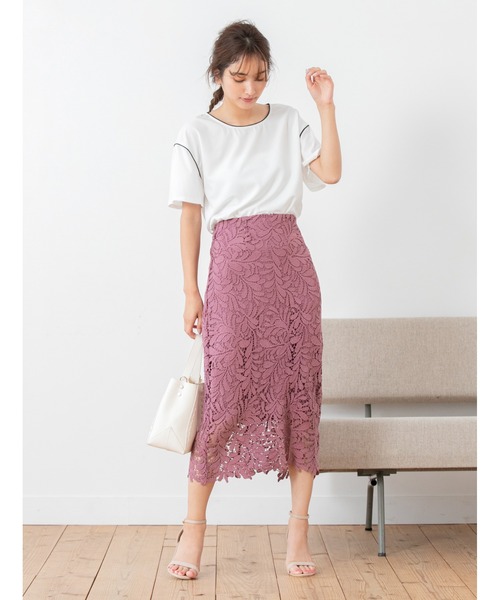 fifth（フィフス）の「レースロングタイトスカート（スカート・レディース・グレー/イエロー/ラベンダー/ホワイト/ブラック・SMALL/MEDIUM）」の4枚目の写真