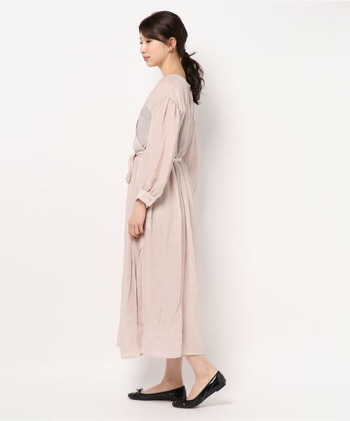 STYLEBLOCK（スタイルブロック）の「シアー素材レーヨンスラブガーゼカシュクールガウンワンピース（ワンピース・レディース・ホワイト/グレー/モカ/アイボリー・M）」の5枚目の写真