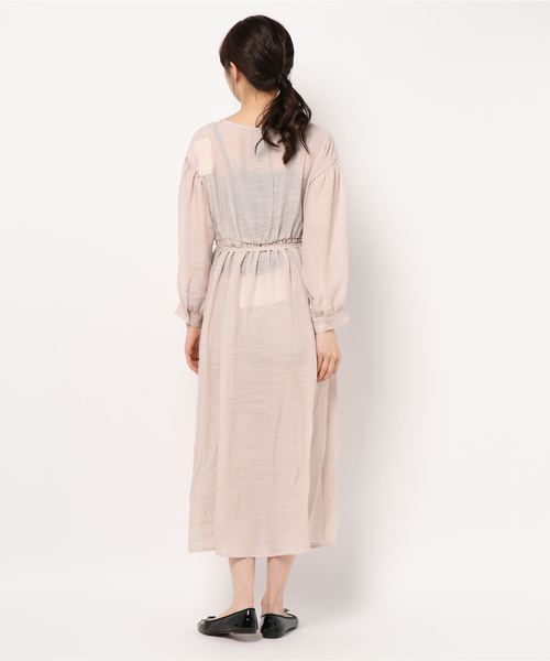 STYLEBLOCK（スタイルブロック）の「シアー素材レーヨンスラブガーゼカシュクールガウンワンピース（ワンピース・レディース・ホワイト/グレー/モカ/アイボリー・M）」の6枚目の写真