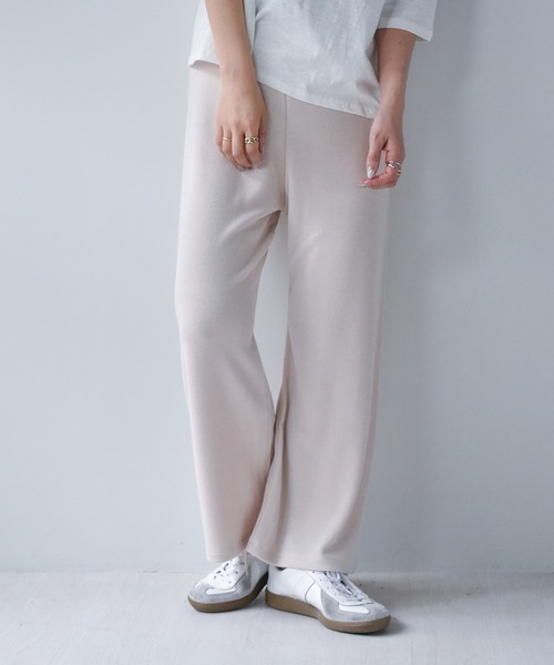 muure（ミュール）の「美シルエット＊ウエストゴムニットパンツ（その他パンツ・レディース・ブラック/ベージュ/ブラウン/アイボリー・FREE）」の2枚目の写真