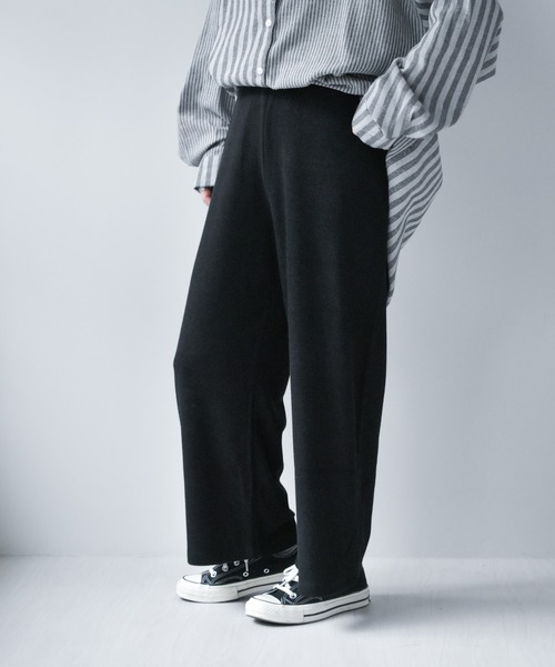 muure（ミュール）の「美シルエット＊ウエストゴムニットパンツ（その他パンツ・レディース・ブラック/ベージュ/ブラウン/アイボリー・FREE）」の3枚目の写真