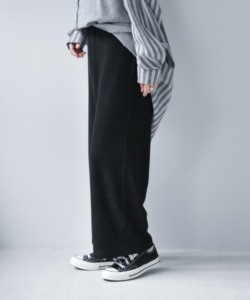 muure（ミュール）の「美シルエット＊ウエストゴムニットパンツ（その他パンツ・レディース・ブラック/ベージュ/ブラウン/アイボリー・FREE）」の6枚目の写真