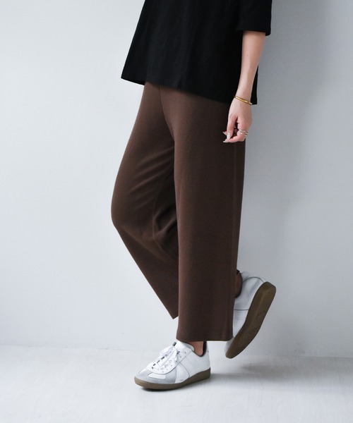 muure（ミュール）の「美シルエット＊ウエストゴムニットパンツ（その他パンツ・レディース・ブラック/ベージュ/ブラウン/アイボリー・FREE）」の8枚目の写真